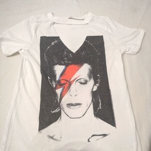David Bowie Ziggy Stardust TBar Limited White Tee With Bold Graphic